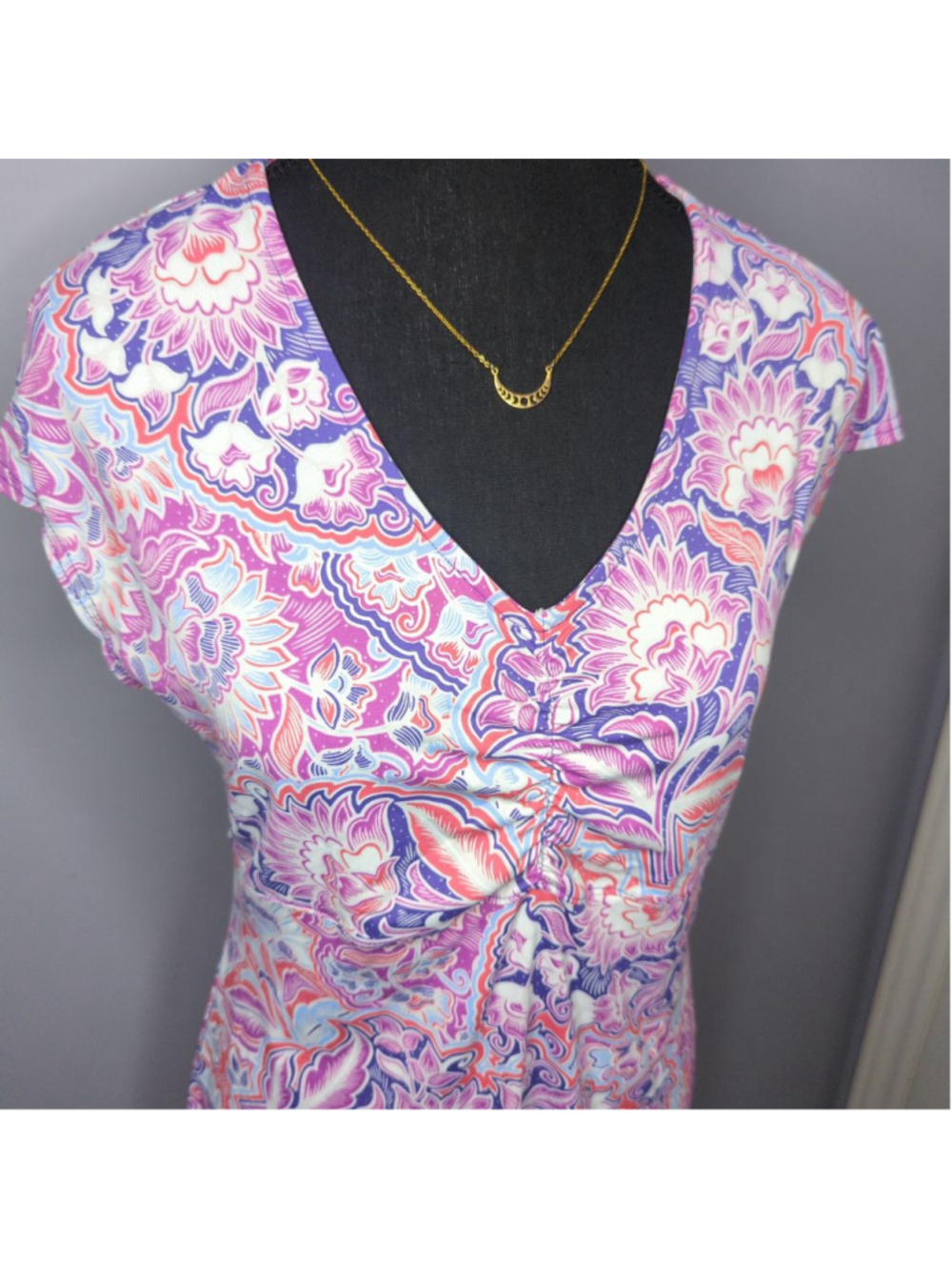 Title Nine Daring Diamalete Tech Dress - M - Purple Floral Paisley Travel - Picture 7 of 16